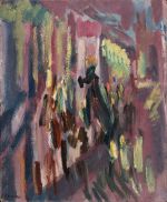 David Bomberg, The Virgin of Peace in Procession through the Streets of Ronda, Holy Week, 1935, oil on canvas, 62.8 x W 57 cm. © The Estate of David Bomberg. All Rights Reserved, DACS 2022.