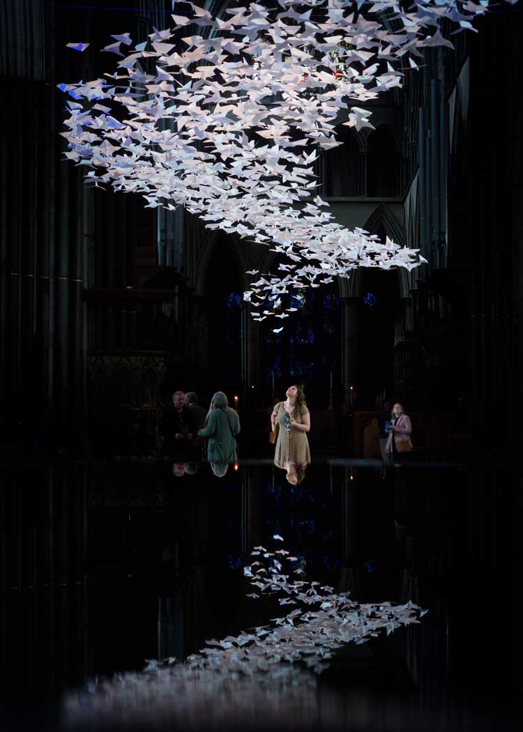 Michael Pendry, Les Colombes, 2018, at Salisbury Cathedral. Courtesy of the Artist. Photo: Ash Mills.