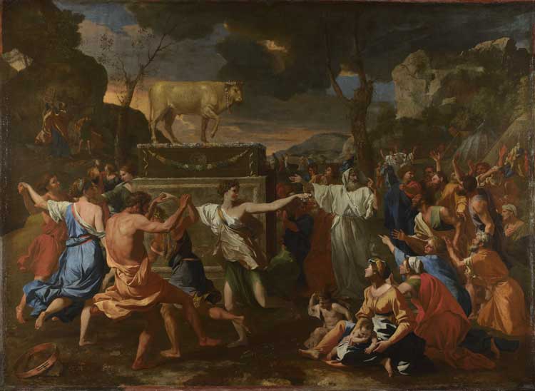 Nicholas Poussin (1594–1665). The Adoration of the Golden Calf, 1633-4. © The National Gallery, London.