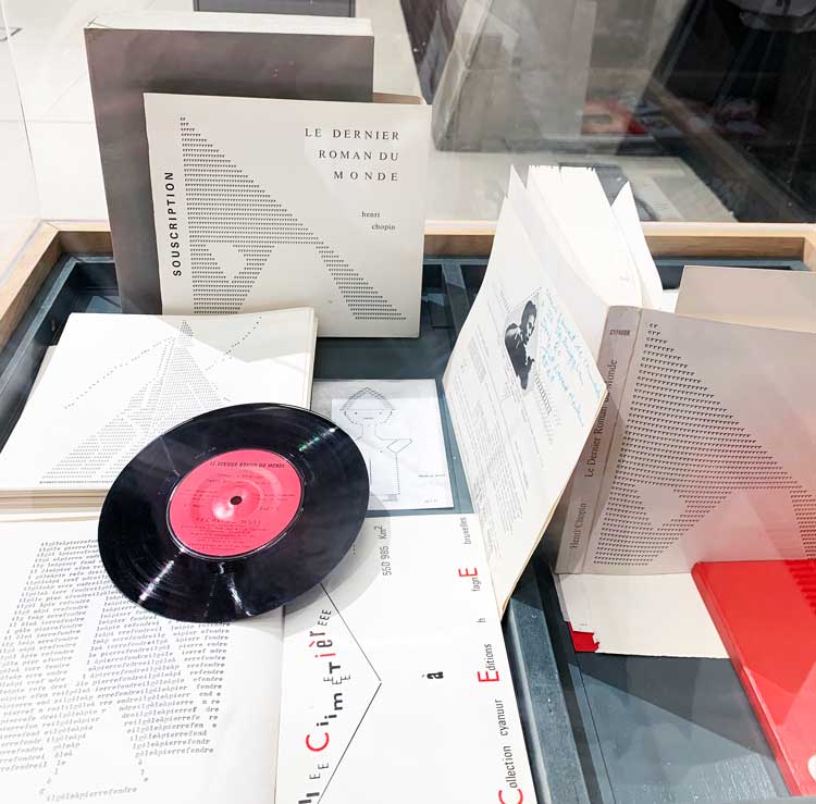 Henri Chopin: The (Almost) Complete Books, Zines and Multiples (1957-2007), installation view, the Leicester Gallery, De Montfort University, 27 November 2021 – 29 January 2022. Photo: Bronac Ferran.