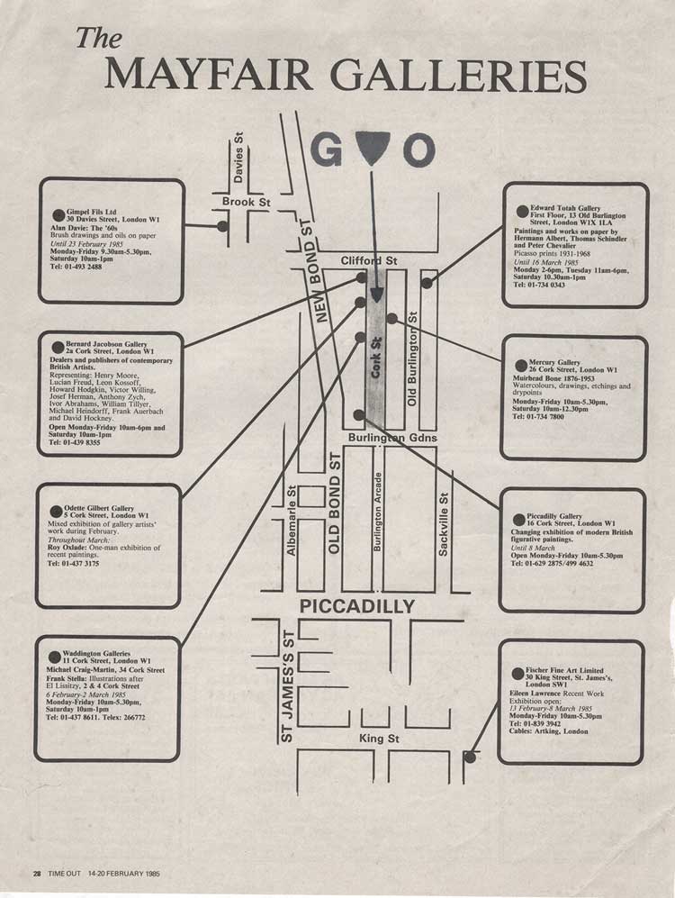 Grey Organisation. Cork Street Attack, map, London, 1985.