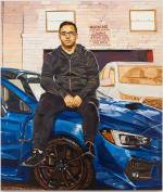 Jordan Casteel. Andres, 2021. Oil on canvas, 238.7 × 203.2 × 3.8 cm (94 × 80 × 1.5 in). Photo: Todd-White Art, Courtesy Massimo de Carlo Gallery.