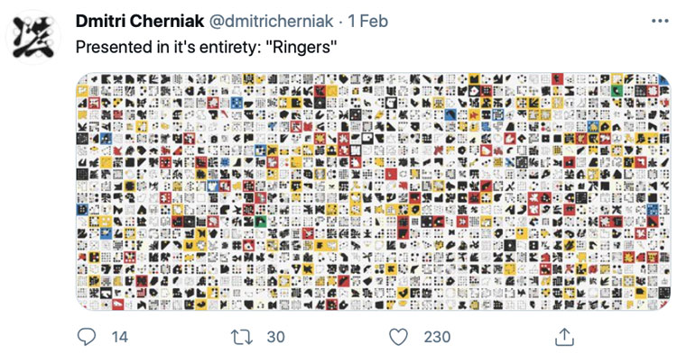 Dmitri Cherniak, Ringers. Twitter screenshot, 19 March 2021.