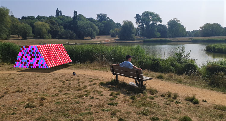 AR Mastaba in Acute Art app, Hampstead Heath, London, 2020. Image: Juliet Rix.