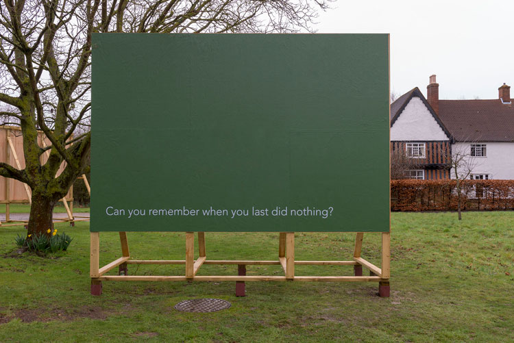 Helen Cammock. Can you remember when you last did nothing? Billboard, installation view, Wysing Arts Centre. Photo: Wilf Speller.