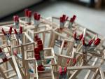 John Powers, Structural Study (play), 2020 (detail). Basswood, bamboo, clamps and zip ties, 30 x 24 in. © the artist.
