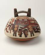 Nasca artist. Double-Spouted Vessel, 325–440. Ceramic, pigment, 6 × 7 × 7 in (15.2 × 17.8 × 17.8 cm). Brooklyn Museum; Gift of the Ernest Erickson Foundation, Inc., 86.224.15. Creative Commons-BY. Photo: Brooklyn Museum.