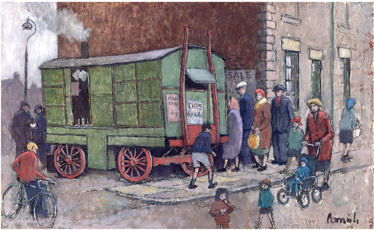 Norman Cornish. Berriman's Chip Van, undated. Oil on board. © Courtesy of Norman Cornish Estate.