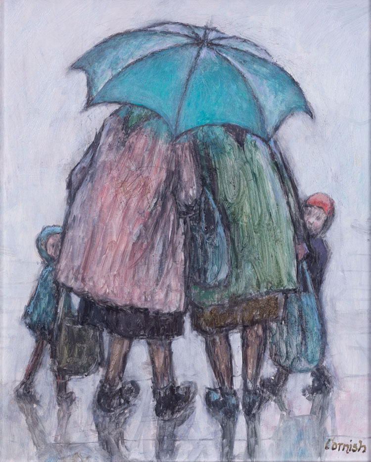 Norman Cornish. Gossips, undated. Oil on board, 22 x 19 cm. © Courtesy of Norman Cornish Estate.