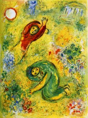 Marc Chagall. The Trampled Flowers, illustration for the publication Daphnis and Chloe, 1961, lithograph. Private collection. © ADAGP, Paris, 2019.