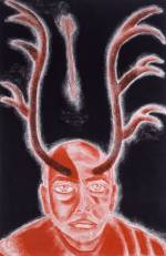 Francesco Clemente. Self-Portrait in White, Red and Black IX, 2008. Pastel on paper, 40 3/16 x 26 3/16 in (102 x 66.5 cm). Collection of the artist, New York. Courtesy of Francesco Clemente Studio. Photo: Tom Powel Imaging.