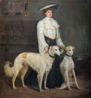 Mary Cameron. Mrs Blair and her Borzois, 1904. Private collection. Photo: Eion Johnston.