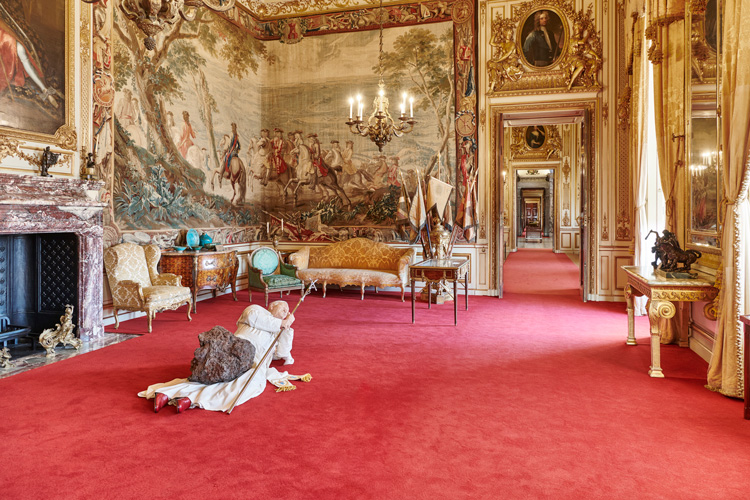 Installation view, La Nona Ora, 1999, Victory is Not an Option, Maurizio Cattelan at Blenheim Palace, 2019. Photo: Tom Lindboe, courtesy of Blenheim Art Foundation.