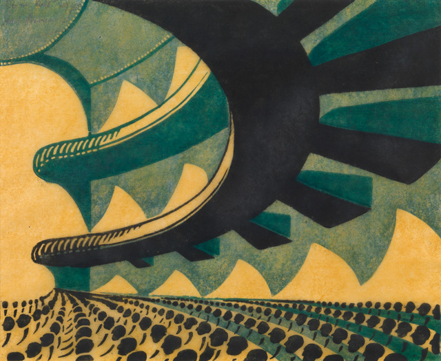 Sybil Andrews, Concert Hall, 1929. © The Estate of Sybil Andrews. Photo: Osborne Samuel Gallery, London.