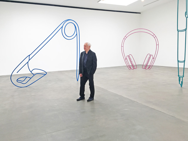 Michael Craig-Martin at the opening of Sculpture, The Gagosian, Britannia Street, London, 2019. Photo: Veronica Simpson.