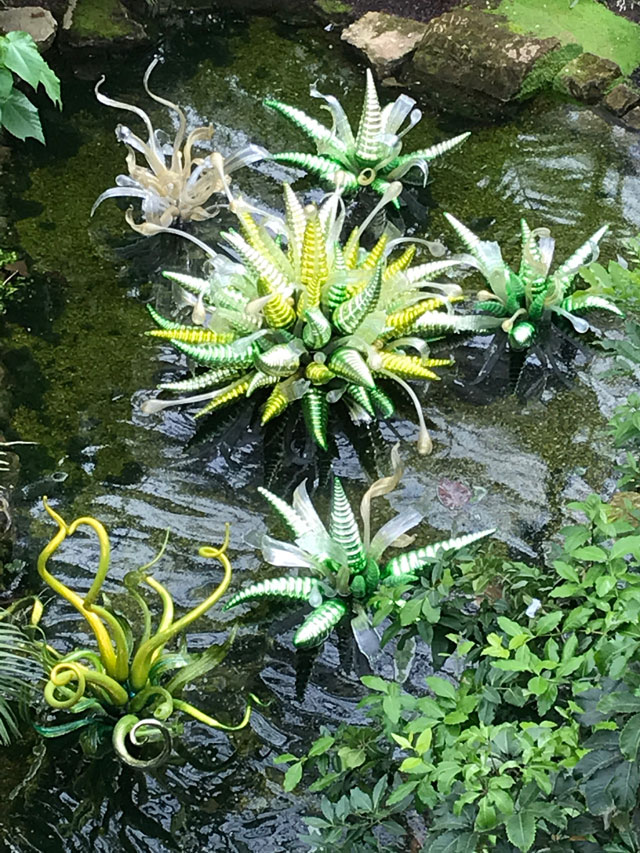 Dale Chihuly. Fiori Verdi, blown glass, 2016 (2). Royal Botanic Gardens, Kew, London 2019. Photo: Anna McNay.