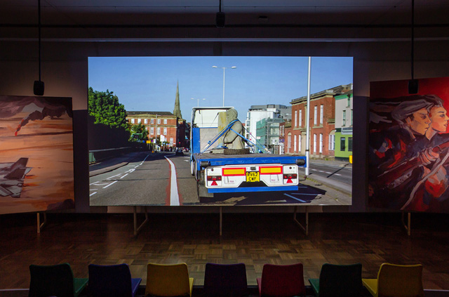 Phil Collins, Ceremony, 2018. Installation view, Cooper Gallery, Dundee, 2019. Photograph: Sally Jubb. Courtesy Shady Lane Productions.