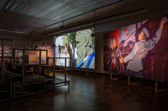 Phil Collins, Ceremony, 2018. Installation view, Cooper Gallery, Dundee, 2019. Photograph: Sally Jubb. Courtesy Shady Lane Productions.