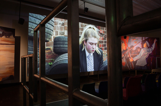 Phil Collins, Ceremony, 2018. Installation view, Cooper Gallery, Dundee, 2019. Photograph: Sally Jubb. Courtesy Shady Lane Productions.