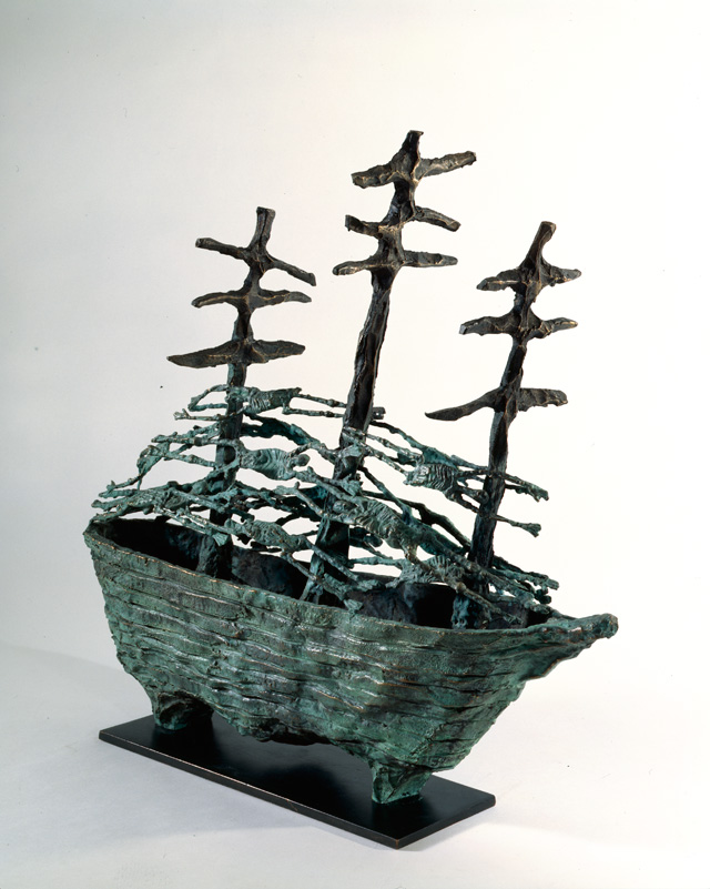 John Behan. Famine Ship, 2000. Bronze, 26 in (66.04 cm).