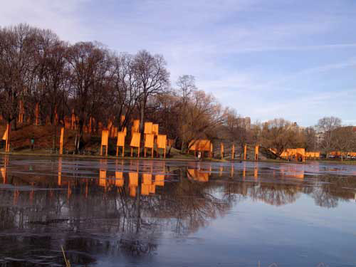 Christo. The Gates: Central Park, New York, 1979-2005, installation view, 2013. Photo: Miguel Angel