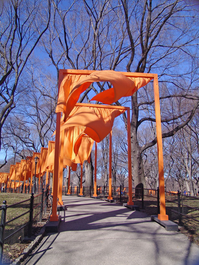 Christo. The Gates: Central Park, New York, 1979-2005, installation view, 2013. Photo: Miguel Angel