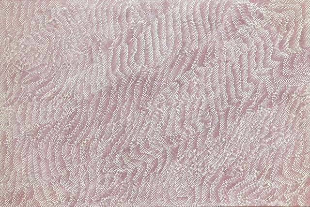 Damien Coulthard, Akurra at Lake Frome, 2018. Ochre and acrylic on canvas, 100 x 152cm (39 3/8 x 59 7/8 in). Image courtesy Rebecca Hossack Gallery.