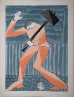 David Yakerson. Sketch for the Composition Panel with the Figure of a Worker, 1918. Watercolour and ink on paper, 18 ½ x 13 3/8 in (47 x 34 cm). Vitebsk Regional Museum of Local History.