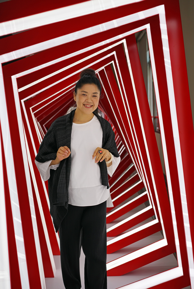 Cui Xiuwen at the opening of her exhibition Light, at the Arthur M Sackler Museum of Art and Archaeology at Peking University in Beijing. Photograph: Miguel Benavides.