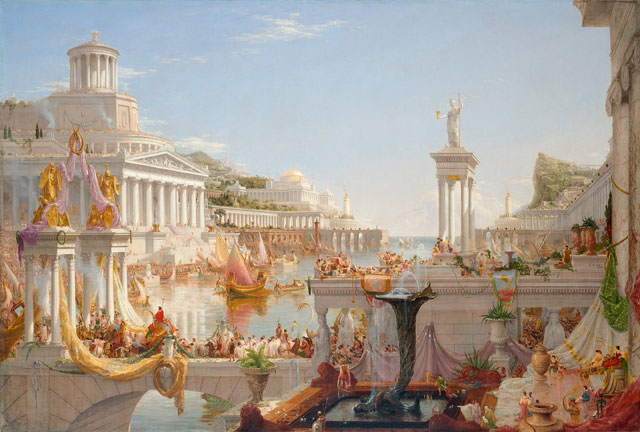Thomas Cole. The Course of Empire: The Consummation of Empire, 1835–6. Oil on canvas, 130.2 × 193 cm. Courtesy of the New-York Historical Society. © Collection of The New-York Historical Society, New York / Digital image created by Oppenheimer Editions.