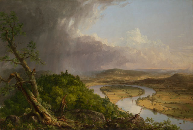 Thomas Cole. View from Mount Holyoke, Northampton, Massachusetts, after a Thunderstorm - The Oxbow, 1836. Oil on canvas, 130.8 × 193 cm. The Metropolitan Museum of Art, New York, Gift of Mrs. Russell Sage, 1908. © The Metropolitan Museum of Art. Photograph: Juan Trujillo.