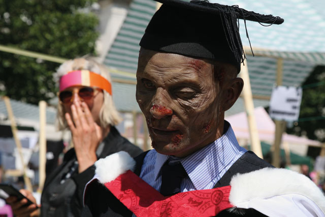 David Cross. Master of the Universe, 2015. Academic robe, theatrical makeup. Photograph: Karel Doing.