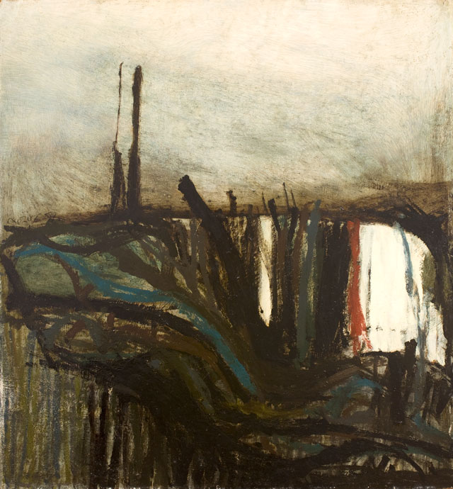 William Crozier. (Untitled) Landscape, 1958. Oil on board, 97 x 71.5 cm. Private collection courtesy Piano Nobile, London.