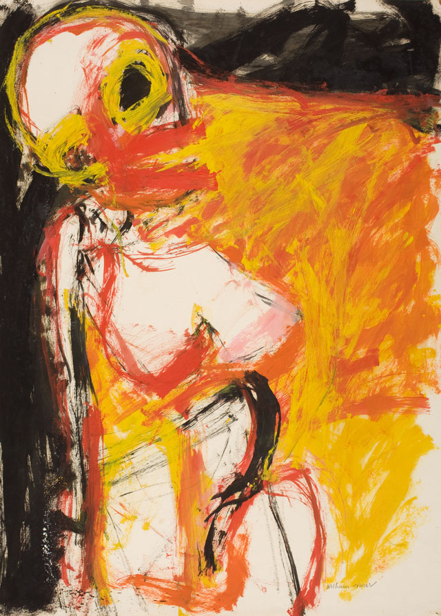 William Crozier. (Untitled) Figure, 1961, Oil on paper, 61 x 50 cm. Courtesy Piano Nobile, London.