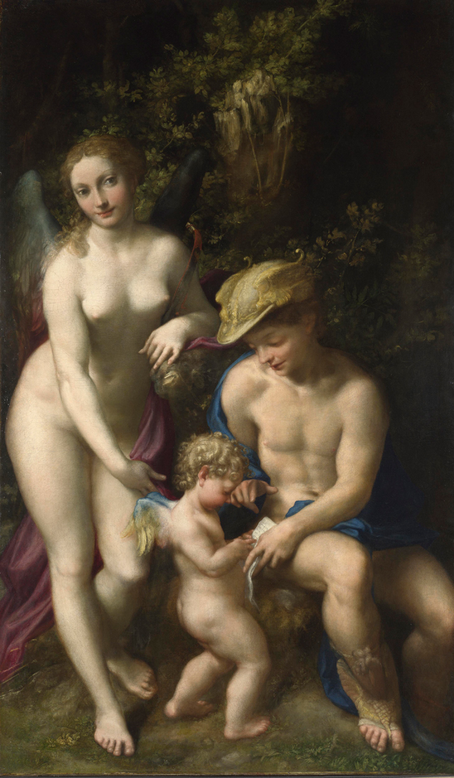 Correggio. Venus with Mercury and Cupid (The School of Love), c1525. Oil on canvas, 155.6 x 91.4 cm. The National Gallery, London. Bought, 1834. Photograph © The National Gallery, London.