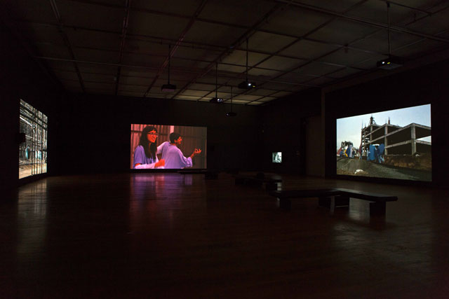 Neha Choksi. Faith in friction, 2017. 7-channel 4K video installation transferred to HD, each channel with stereo sound, 36 min loop. As installed at the Manchester Art Gallery. Photograph: Neha Choksi. Courtesy the artist and Project 88.