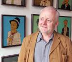 Stephen Chambers talking to Studio International at the opening of The Court of Redonda, Venice, 2017. Photograph: Martin Kennedy.