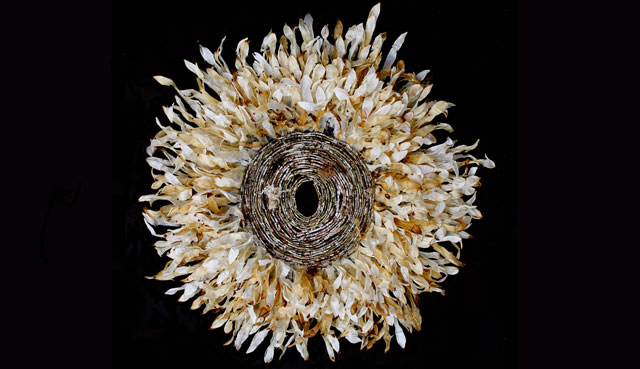 Jenny Crompton. Seaweed flower, 2012. Seaweed and binder on canvas.