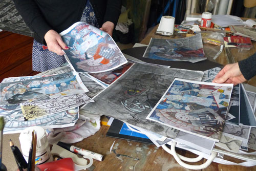 Studio visit, Broughty Ferry, May 2014. Photograph: Helen Glassford, Tatha Gallery Newport-on-Tay.