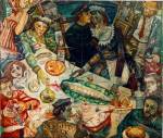 Joyce Cairns. The Last Supper in Footdee, 1989. Oil on panels, 213 x 244 cm.