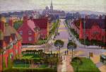 William Ratcliffe. <em>Hampstead Garden Suburb from Willifield Way,</em> c. 1914. Oil on canvas,  510 x 763 mm. Tate Presented by Tate Members 2006. © The estate of William Ratcliffe