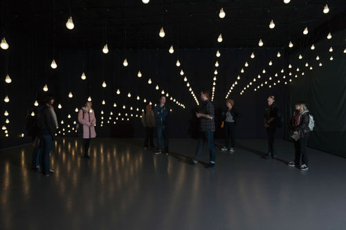 Jim Campbell. Tilted Plane, 2011. Installation view (2) at Dundee Contemporary Arts. Photograph: Ruth Clark.