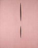 Lucio Fontana. Concetto spaziale Attese (T.104). Concept spatial, attentes, 1958. Acrylic paint on canvas, incisions, 125 x 100 cm. Paris, Centre Pompidou, musée national d’Art moderne / Centre de création industrielle, don de Mme Teresita Fontana en 1979
Photo © Centre Pompidou, MNAM-CCI, Dist. RMN-Grand Palais / Jacques Faujour © Fondation Lucio Fontana, Milano/ by SIAE/
© Adagp, Paris 2016.