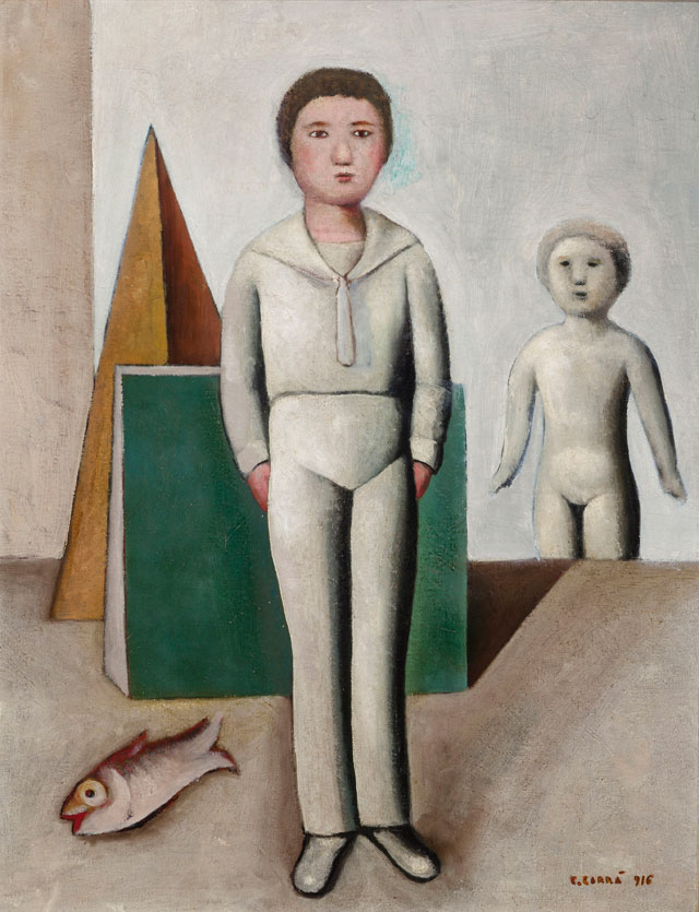 Carlo Carrà. Mio figlio, 1916. Oil on canvas, 90 x 70 cm. Private collection.