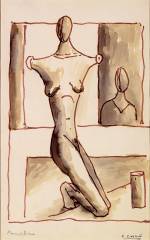 Carlo Carrà. Manichino, 1917. Ink and watercolour on paper, 39.9 x 24.7 cm. Private collection.