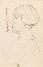Celia Scott. <i>Study for The Painter</i>, 1984. Pencil and crayon on paper, 24 x 18 cm.