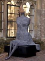 Lynn Chadwick. <em>Third Girl Sitting on Bench</em>, 1988. Bronze, height: 37.5 inches (95 cm), width: 22 inches (56 cm), depth: 25 inches (63 cm). Edition 5 of 9. Courtesy Beaux Arts, London.