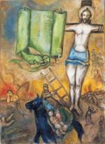 Marc Chagall. The Yellow Crucifixion, 1942. Oil on linen. Paris, Centre Pompidou, Musée national d’Art moderne/ Centre de Création industrielle, in lieu of payment, 1988 © Chagall ® SABAM Belgium 2015. Photograph: RMN –Grand Palais – Philippe Migeat.