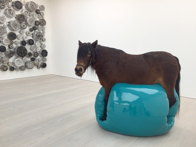 Soheila Sokhanvari. Moje Sabz, 2011. Taxidermy, fibreglass, Jesmonite blob, automobile paint, 170 x 230 x 140 cm. Photograph: Martin Kennedy.