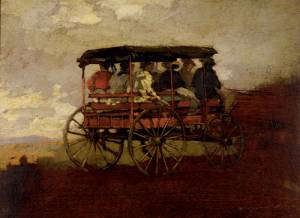 Winslow Homer (American, 1836-1910), <em>White Mountain Wagon</em>. U.S.A., 1869. Brush and oil paint on wood panel. Gift of Mrs. Charles Savage Homer, Jr., 1918-20-9. Photo: Matt Flynn